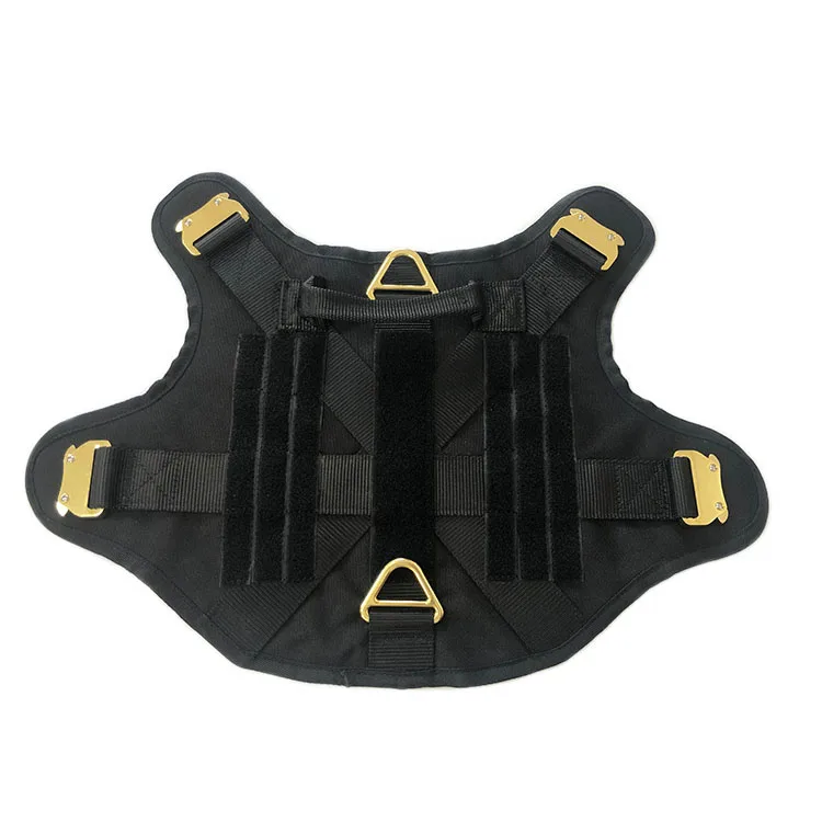 Breathable Adjustable Heavy Duty Tactical K9 Training Large Dog Harness with 4x Gold Metal Buckle