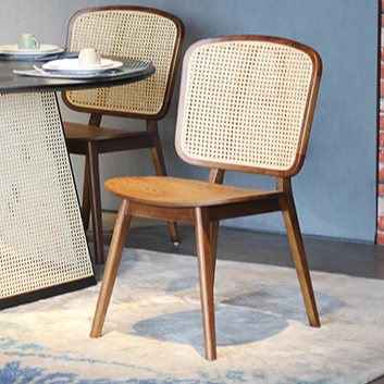 Special design Ming style brown ash wood caned wide dining chair for restaurant use