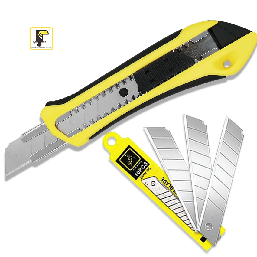 18 mm Snap off Plastic Knife Auto Locking Wallpaper Safety Retractable Cardboard Paper Cutter