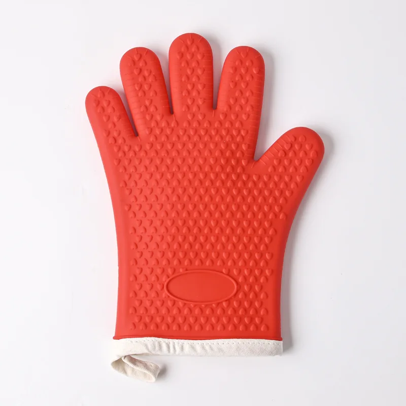 Cotton thickened silicone five-finger gloves wear-resistant microwave oven heat-resistant gloves oven heat-resistant gloves