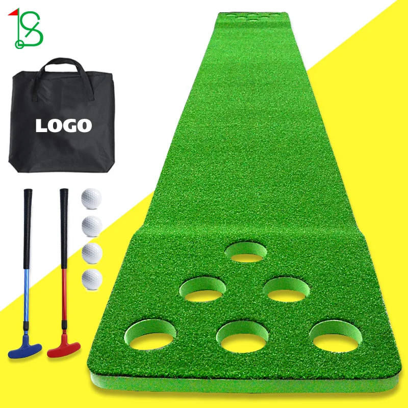 Wholesale Golf Training Mat Indoor Game Golf Putting Green Mat EVA Base Folding Golf Putting Mat with 2 Putters and 4 Balls