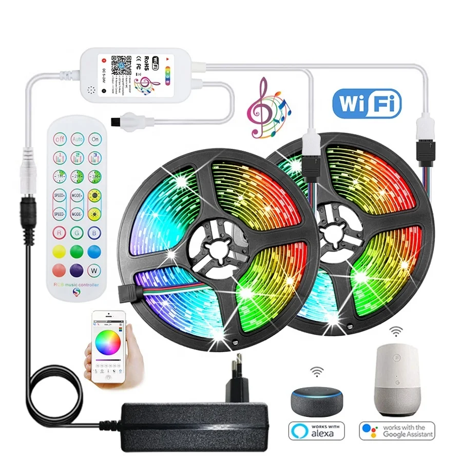 Водонепроницаемая смарт-лента Tuya Intelligence 32 фута Google Home комплект 5050 RGB Alexa Music 10 м Wifi 12 В