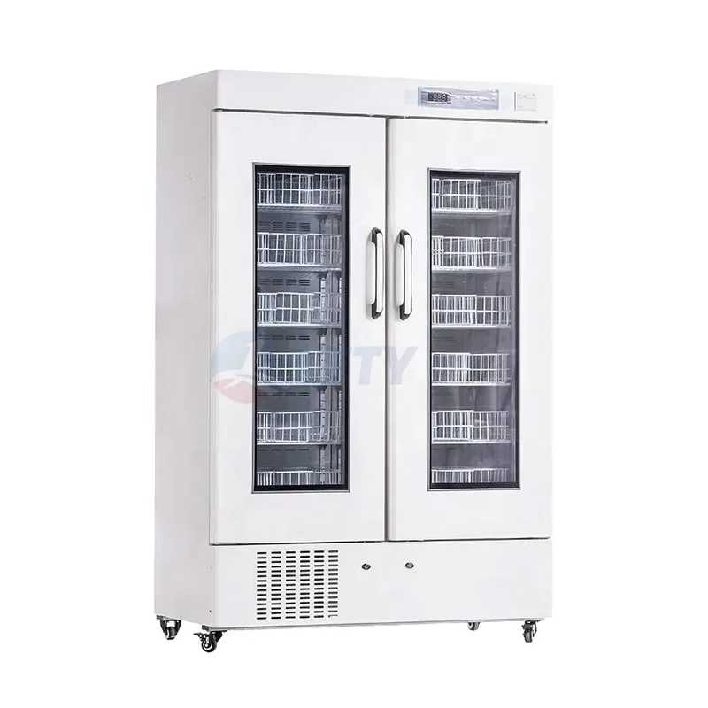 Hospital 2 Door Locking Blood Bank Refrigerator Laboratory Medical Refrigerator