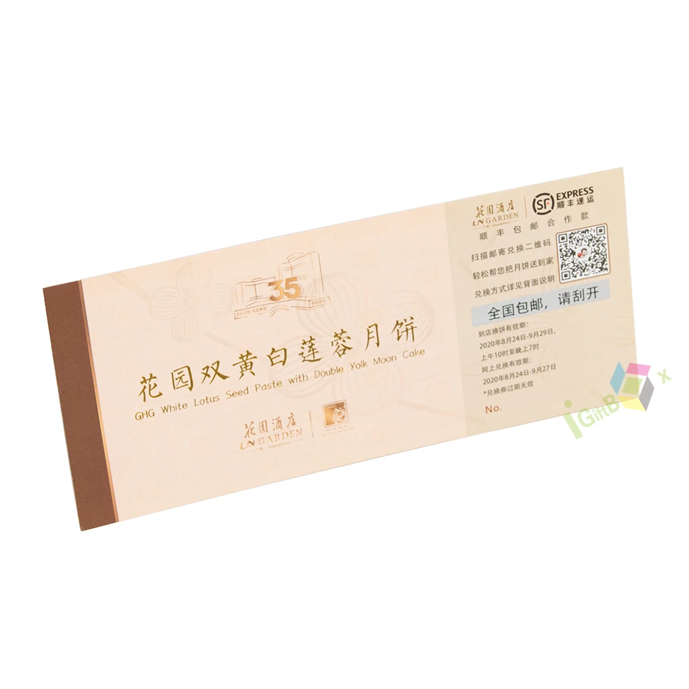 Eco friendly Hot Sale Custom Logo Printing Voucher Discount Coupon Gift Voucher for Small Business