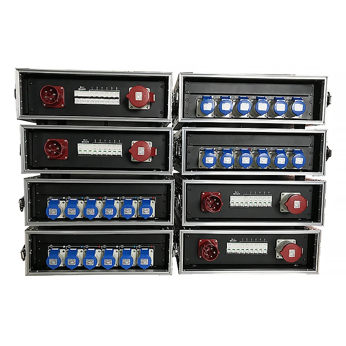 Small power box 6 channels distribution panel box with 32 amp 3 phase input and output for music events