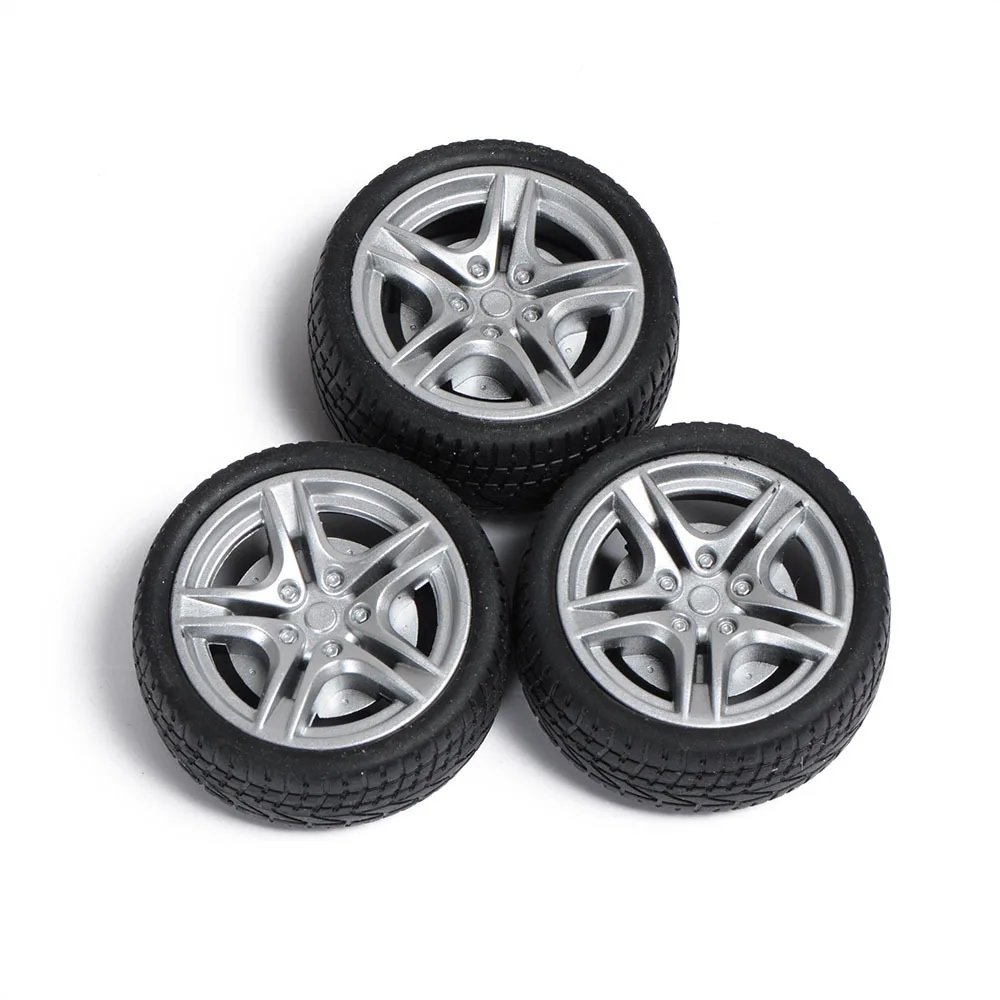 28mm-46mm OEM Custom Injection Molded Silicone Rubber PP PS Plastic Small Tyre Toy Car Wheel Spare Parts For DIY Robot Model