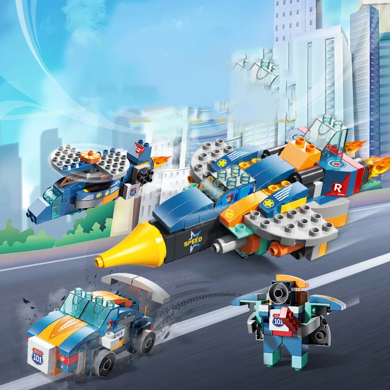 4 PCS Educational Varieties Building Blocks Set  DIY Assorted Combat Gun & RC Cars Blocks & Model Building Toys