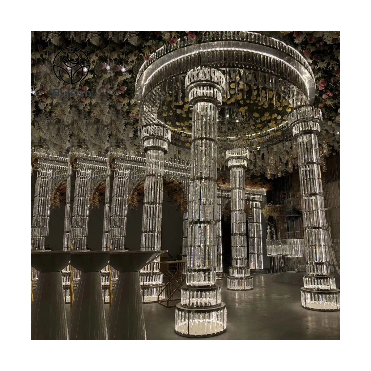 Luxury Crystal Arch Wedding backdrop with light party background frame luminous arch frame