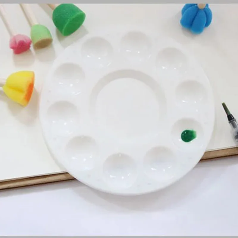 Non-Stick Paint Palette Artist Paint Mixing Tray Palette Round Shaped 10 Holes