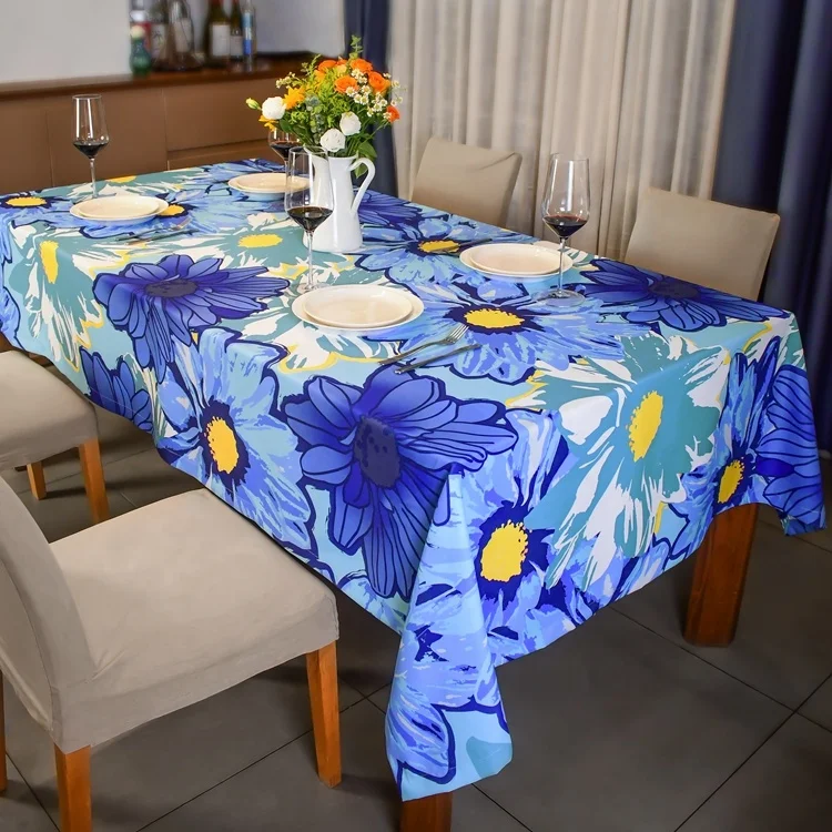 FREE SOUL sublimation printed waterproof wipeable polyester dining table cloth for dining party home