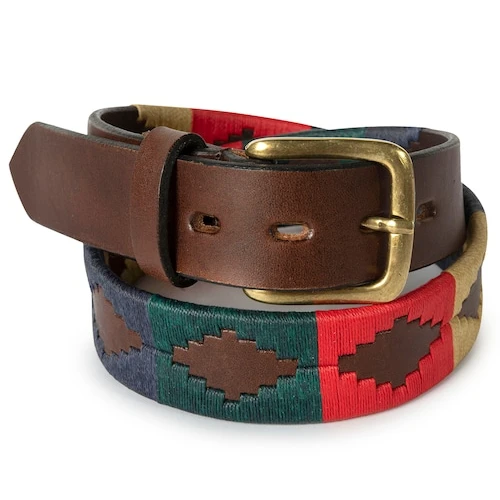 Customize logo Handmade genuine leather embroidered polo belts