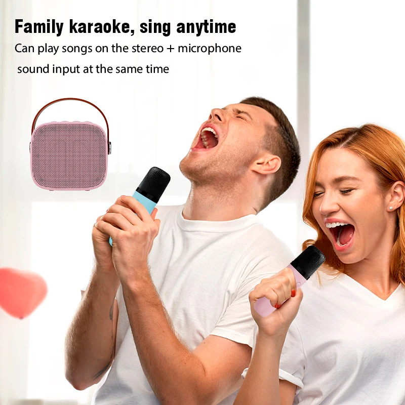 FANSBE Family Party Home Handheld Portable Wireless Karaoke Bluetooth Recharge Speaker With Dual Microphone