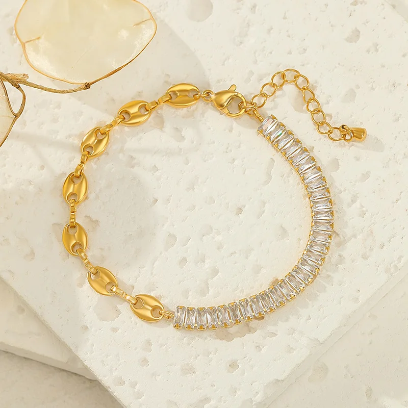 Pig Nose Chain And Tennis Ball Stainless Steel Minimalist Variety New Gold Bracelet Design Zircon Party Pop It Bracelets