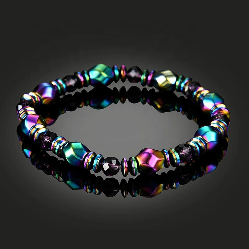 Colorful Magnetic Bracelet Beads Hematite Stone Therapy Health Care Magnet Hematite Beads Bracelet woman men jewelry
