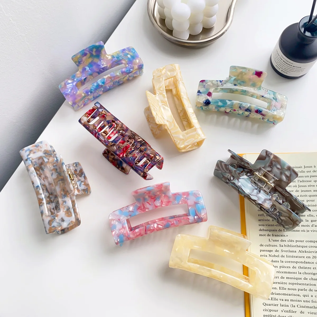 New 10.5CM Acetate Hair Claw Clips Colorful Tortoiseshell Geometric Shark Clip Large Size Ins Grab Clamps Women Accessories