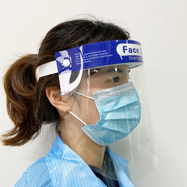 Transparent Plastic Protection Isolation adjustable Anti-Fog Full Face Shield with Sponge