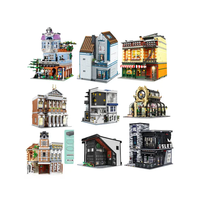 Mould King 16001-16057 Street View Series Botanical Garden California restaurant with light puzzle particle Building Blocks Sets