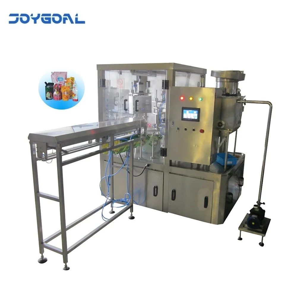New design yellow Peach Jam  bag package filling stand up pouch package with spout liquid filling machine