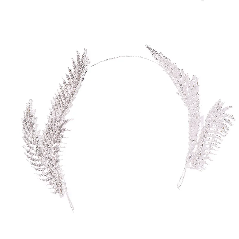 Feather Crown Hair hoop rhinestone Bride Crown headwear Wedding ornament