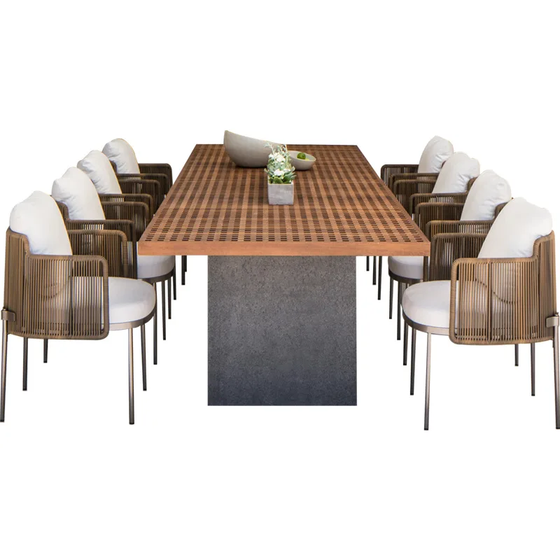 Patio Outdoor Furniture Wood Dining Table and Chair