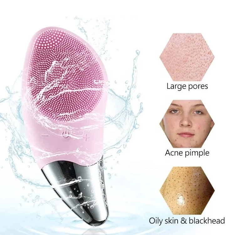 Multi-functional USB DC Rechargeable Electronic Silicone Sonic Face Brush Electric Waterproof Facial Cleansing Brush