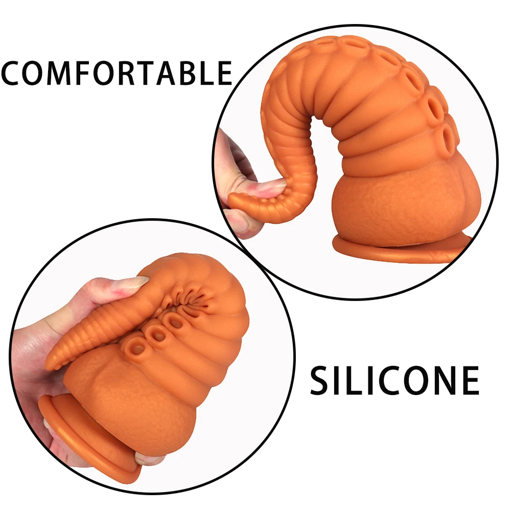 New Mixed-color Liquid Silicone Large Phallus Simulation Alien Posterior Anal Plug Dildo Sex Toy