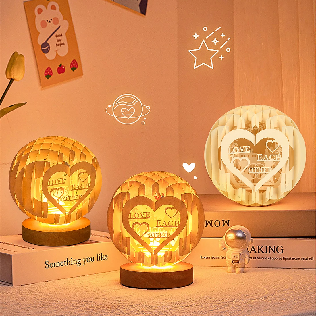 2025 Folding Stereoscopic Sphere Nightscape Lamp Customized Atmosphere Gift Craft Paper Birthday Gift Box Paper Carving Lamp