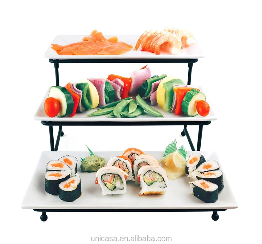 White Stand Ware Porcelain Dishes Plates Bowl Ceramic Nuts Trays Pie Dish Used Restaurant 3 Tier Serving Tray