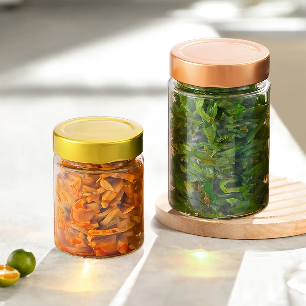 Wholesale Empty 8oz Small Glass Food Storage Jars With Lids 350ML 500ML 750ML Jam Glass Honey Pickle Jar