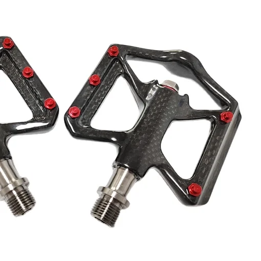 Customization Sealed Bearings  Full Carbon Fiber bike pedals Titanium Axle Road E bike 3 bearing Carbon Bike Pedal