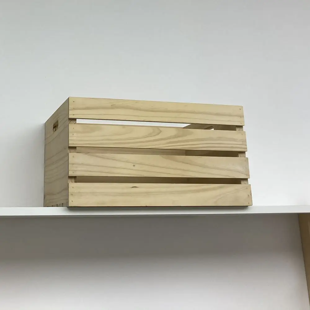 OEM Europe Painted Laser Technique Customized Logo Storage Simple Home Decoration Storage Pine Wooden Crate Box
