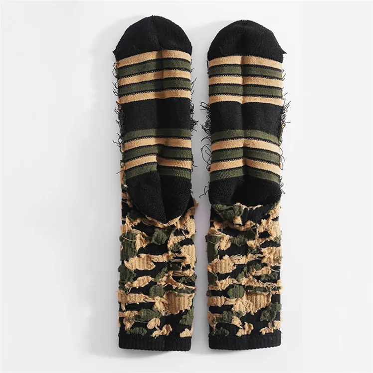 JL241- Custom Thick Cushion Combed Cotton Colorful Athletic Socks Army Green Rugby Camouflage Men Baseball Sports