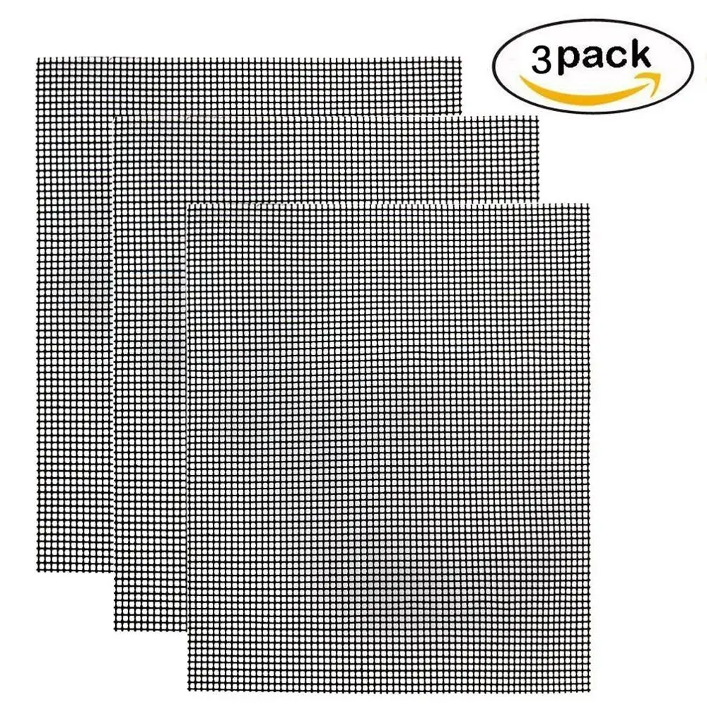 
PTFE fiberglass barbecue grill mesh non-stick reusable babecue mat 3pcs pack 