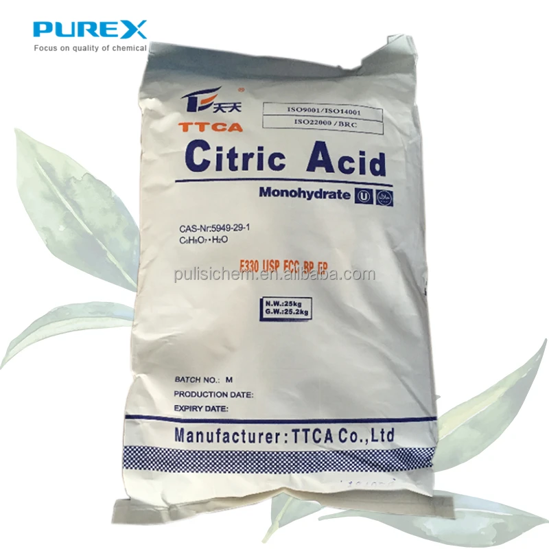 Citric Acid Monohydrate /Anhydrous Ensign Food Grade TTCA Citric Acid China Price BP USP FCC E330 For Sale