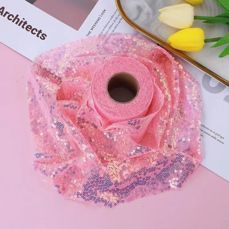 6/7.5/10/12cm Width 9m Per Roll Tangled Mesh Embroidery Sequin Tulle Lace