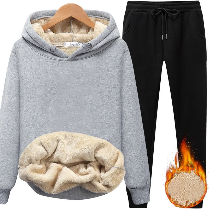 Custom Logo Cotton Heavyweight Sherpa Polar Fleece Hoodie Sweatpants Unisex Jogger Suit Men Tracksuit