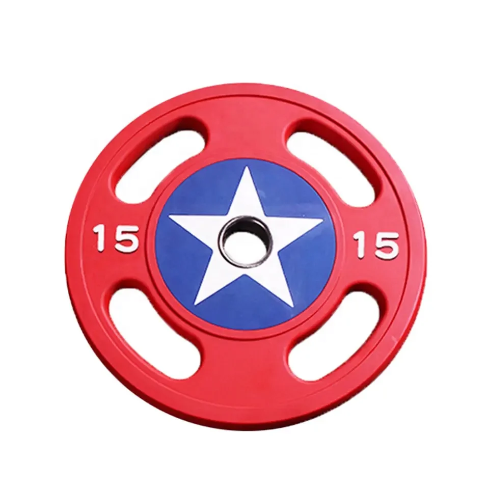 barbell cast iron standard polyurethane weight plate weight lifting PU weight plate