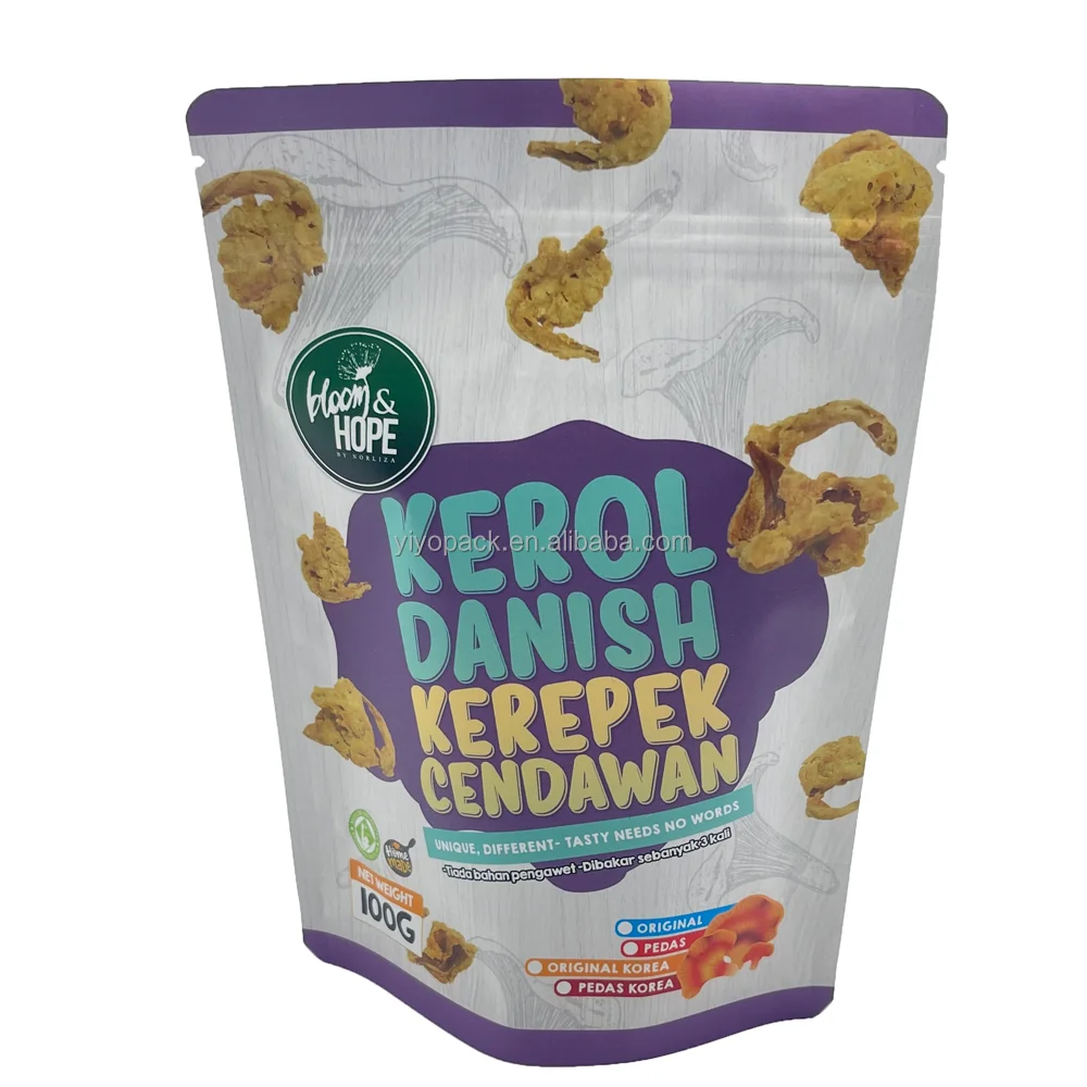 Custom Eco Friendly Logo Plastic Bag Resealable Betel Nut Cotton Candy Dry Fruit Stand Up Packaging Bags