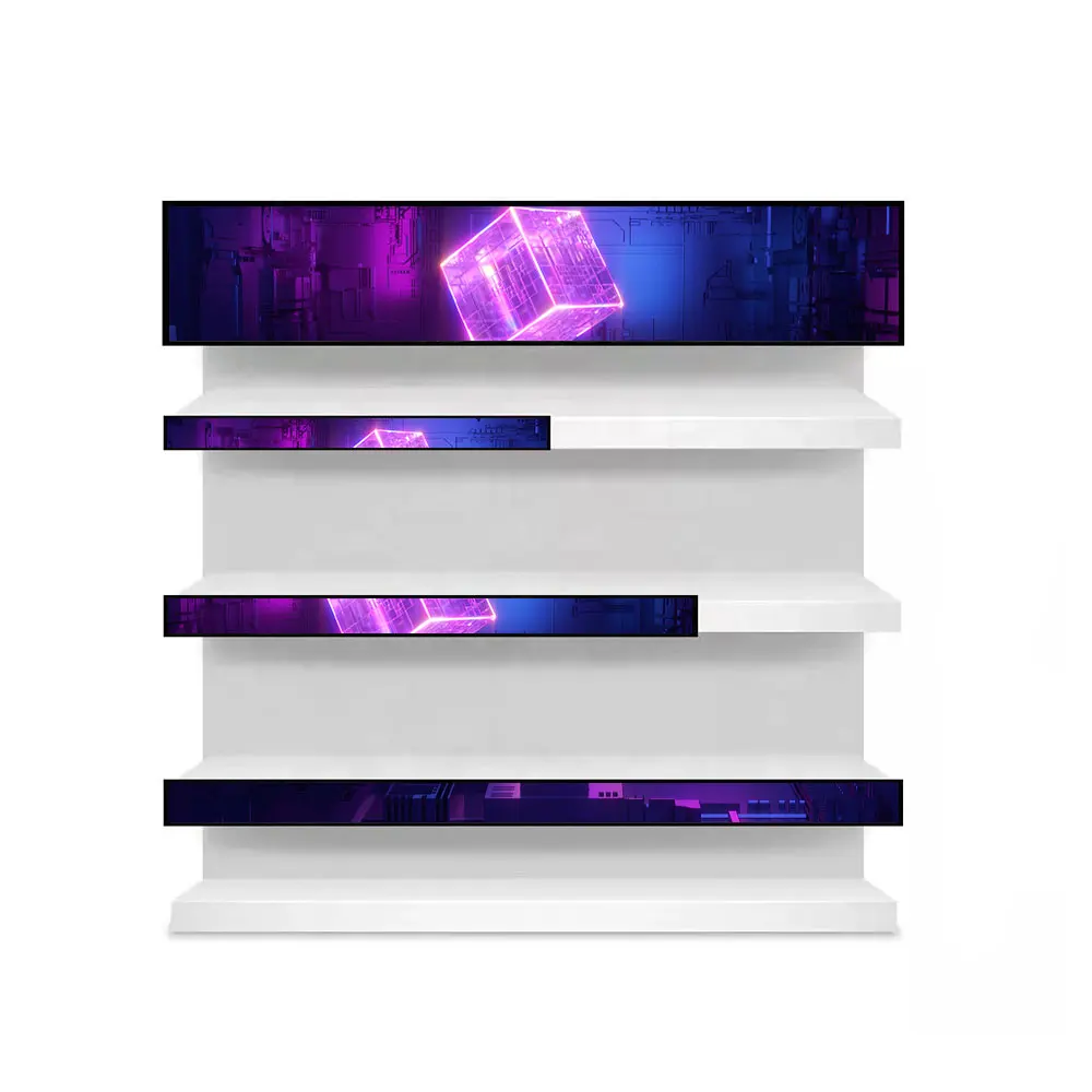 Screen Stretch Bar Lcd Display 23.1 24 24.5 28 28.6 36 37 43 Inch Ultra Wide Supermarket Shelf Signage Advertising Display