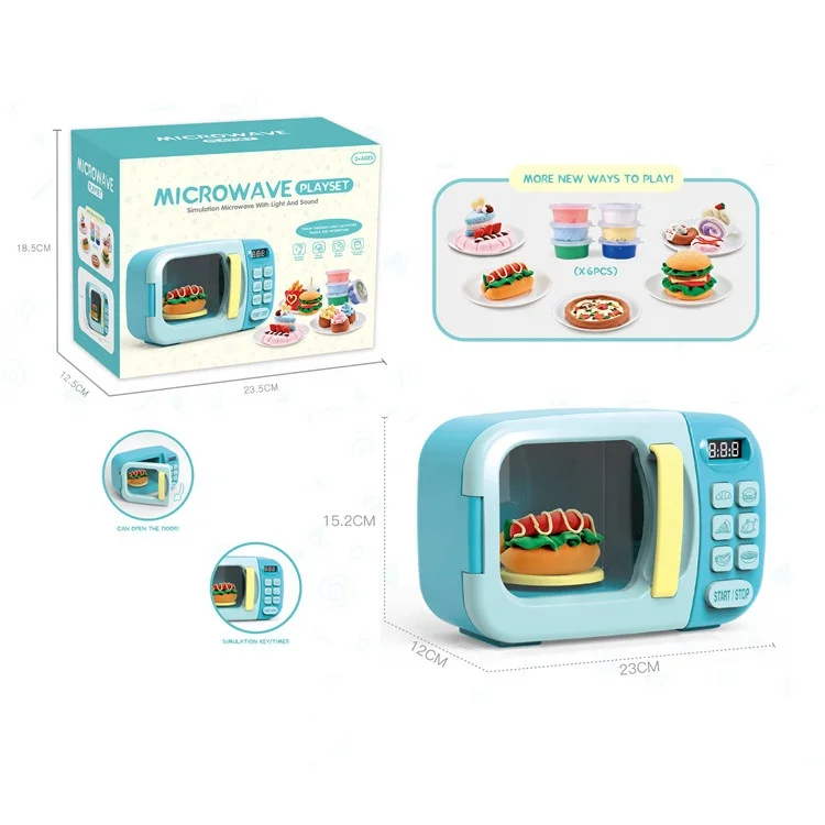 ITTL Role Play Food diy Mini Toys Cooking Game Cute Small House Appliances Plastic Microwave Oven Kitchen Set Toy