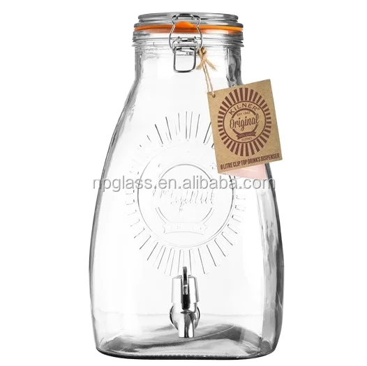 Квадратный диспенсер для напитков на 2 литра большой стеклянный кран холодного мягкого сока и воды