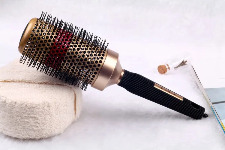 Women Hair Styling Tools Heat Resistant Boar Bristle Round Ceramic Barrel Hair Brush