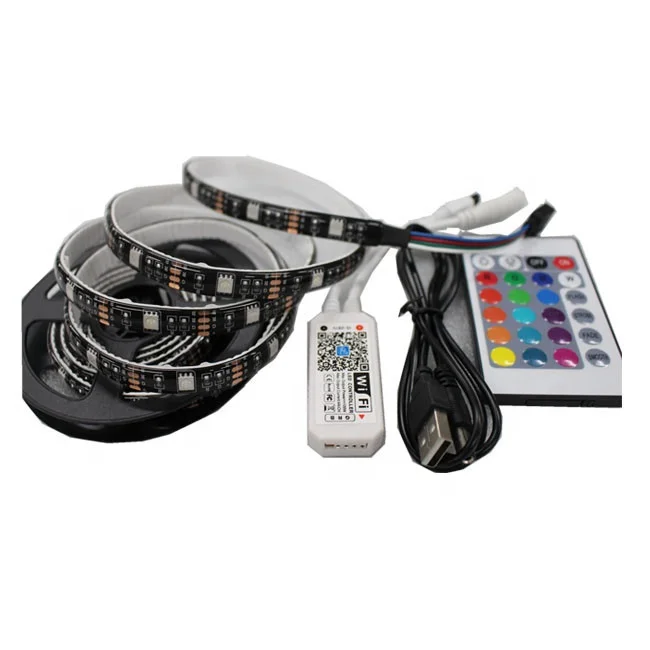 USB WiFi5050RGB микроконтроллер 30 светодиодов/m Светодиодные полосы света с ИК-пульт дистанционного управления 2 м комплект