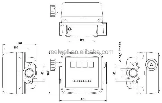 Gallon Diesel Fuel Oil Flow Meter Counter 3 bar 19-120l/min Connections 1