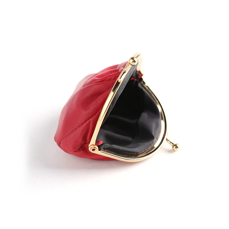 Custom Logo Handmade Cute Mini Wrist Ladies Purse Cluth Coin Pouch Wallet Leather Card Holder Kiss Lock Wallet