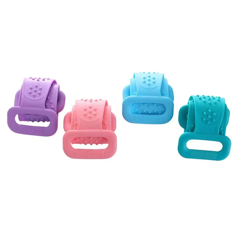 Silicone Body Scrubber Bath Brush Exfoliating Shower Brush Bath Belt Body Scrub Back Massage Brush Cleaning Strap Bathing Tools