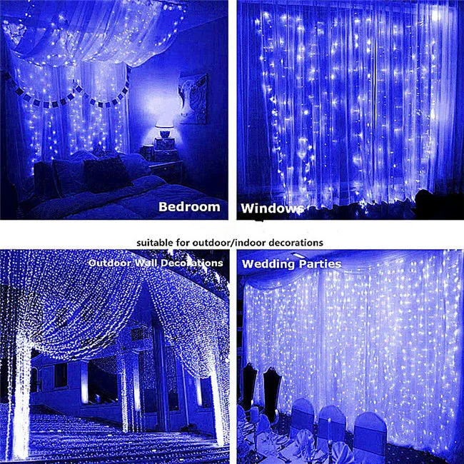 Fairy Icicle LED Christmas Garland Wedding Party Patio Outdoor Decoration Fairy Navidad LED Garland Merry Curtain String Light