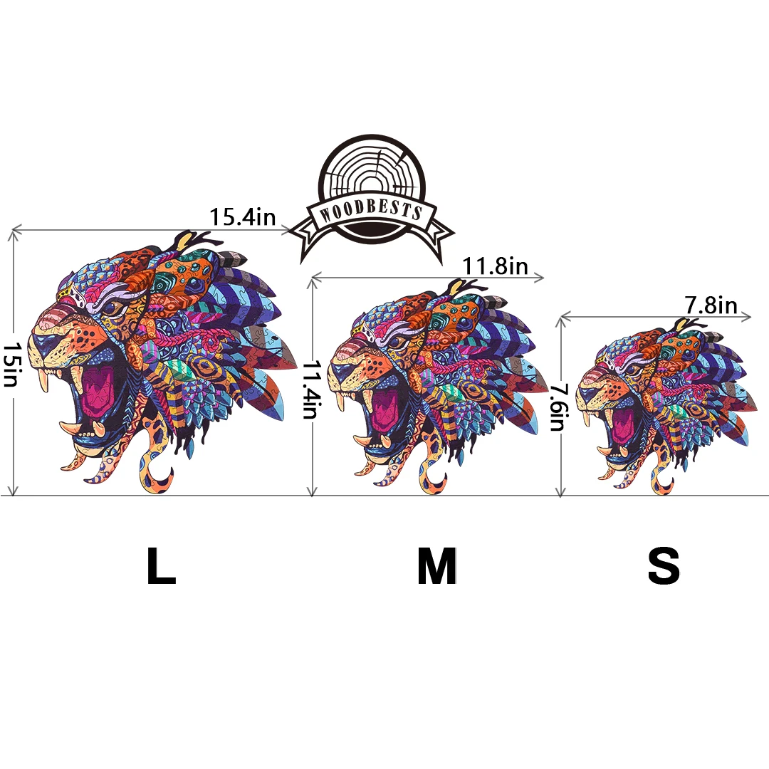 Amazon Hot Selling Unique Animal Shaped Wooden Jigsaw Puzzle JUNGLE LIGHTNING Laser Cutting Wooden Puzzles for adults