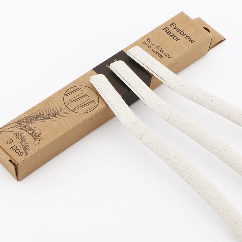 OEM Eco- Friendly Biodegradable  Handle Wheat Straw Facial Hair Remover Eyebrow Razo