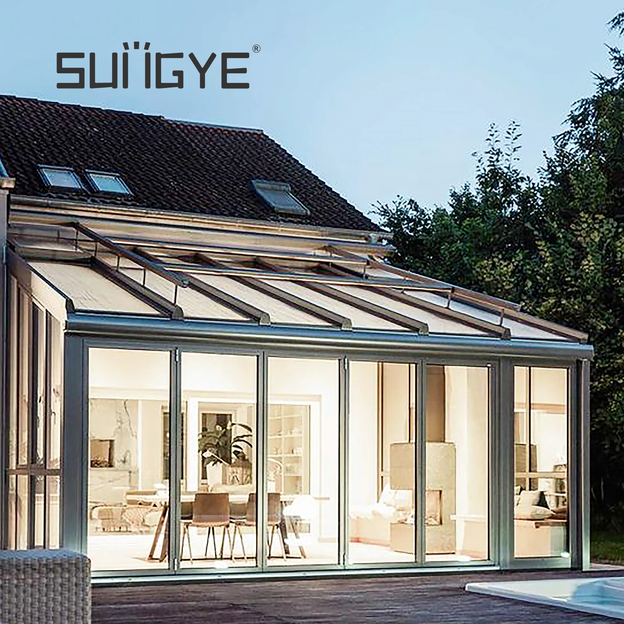 SUNGYE Custom Size Outdoor Patio Gazebo Aluminum Glass House Sunroom Garden House Greenhouse